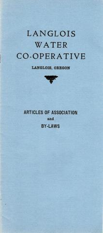 Langlois Water Co-op Articles of Association and By-Laws 1956